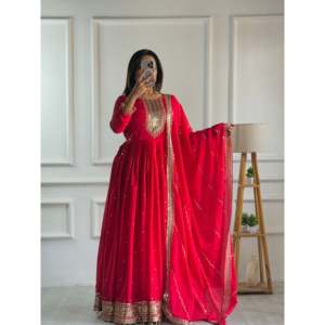 Designer Pent & Dupatta Gown with Embroidery Sequence Work Regional Clothing - Product Image 3