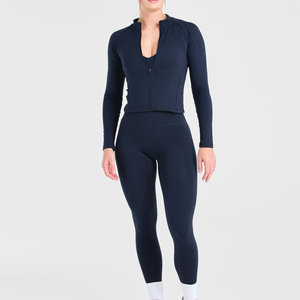Conjuntos de Ropa Deportiva de Yoga al por Mayor con Logotipo Personalizado, Chaquetas de Manga Larga Suaves y Leggings, Conjuntos de Yoga Elásticos sin Costuras para Mujer - Product Image 1