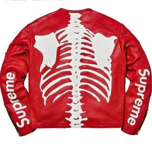 <b>Gothic</b> Skeleton Leather <b>Jacket</b> Black Genuine Cowhide Leather Motorcycle <b>Jacket</b> Wholesale OEM ODM - Product Image 6