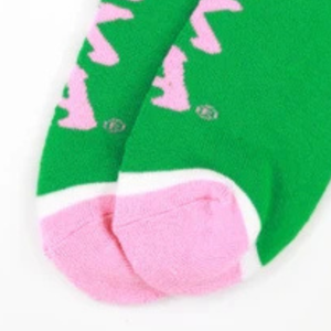 Chaussettes de sport côtelées vertes et roses en mélange de coton, confortables, tricotées, décontractées, extensibles, respirantes, pour tous les jours - Product Image 3