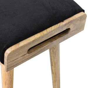 Tabouret de style plateau en velours noir et repose-pieds confortable avec un design de plateau élégant - Product Image 6
