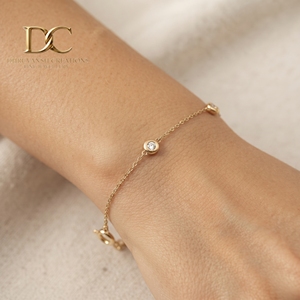 Bracelet chaîne à maillons en or jaune massif 9 carats avec sertissage clos et diamant de laboratoire de 1,8 mm, pour femme, idéal pour le quotidien et les occasions spéciales - Product Image 3