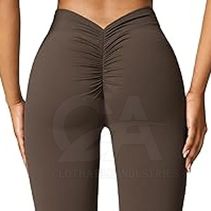 Leggings de sport pour femmes, longs, froncés à l'arrière, taille haute, pour la gym et le yoga, doux, extensibles, sans coutures - Product Image 4