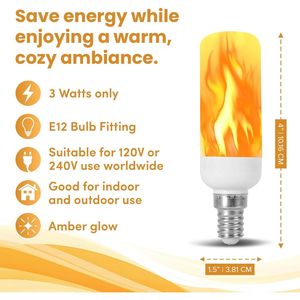 Lampadina LED T6 T8 E12 Effetto Fiamma, Illuminazione Decorativa, Lampadine a Torcia, Diametro 12mm, Senza Fiamma, Base Innovativa, Effetto Sfarfallio - Product Image 3