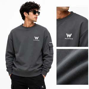 Sudadera de Cuello Redondo Extra Grande para Hombre Warpro, Sudadera de Forro Polar de Color Sólido, Ropa Casual de Calle con Diseño de Bolsillo, Ropa de Otoño - Product Image 3