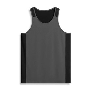 Panel Pattern Loose Fit Vest <b>Men</b> Apparel High Quality Vintage Tank Top Streetwear Spandex Elastane High Stretch Washed <b>Singlet</b> - Product Image 4