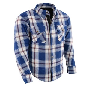 Chemise en flanelle à carreaux bleus et blancs pour hommes, chemise de travail classique à manches longues, à carreaux, avec deux poches poitrine, tenue de travail décontractée pour l'extérieur, style western - Product Image 2