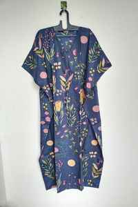 ชุดเดรสผ้าฝ้ายอินเดียสีเหลืองแบบคาฟตัน ทำมือ สำหรับคลุมชุดว่ายน้ำ ทรงหลวมพลิ้วไหว เหมาะสำหรับใส่ไปเที่ยวพักผ่อนสำหรับผู้หญิง - Product Image 3