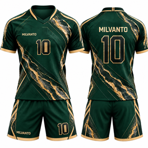 Conjunto de Uniforme de Fútbol Personalizado Verde para Hombre, Camiseta y Pantalones Cortos, Jersey de Fútbol, Equipación Deportiva Sublimada, Uniforme de Alto Rendimiento - Product Image 1