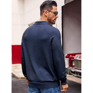 2025 <b>Men's</b> Slim Fit Knit for <b>Polo</b> <b>Shirt</b> Long Sleeve Quarter Zip Sweater Pattern Decoration Casual Golf Pullover for Autumn - Product Image 2