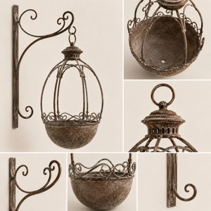 Jardinière suspendue décorative galvanisée pour fleurs, herbes, succulentes et présentation intérieure/extérieure, fabriquée à la main en Inde - Product Image 5
