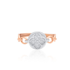 Anillo de Diamantes IGI de Oro de 14K Tricolor, 1.760 g, Diamante Redondo Brillante Cultivado en Laboratorio, Anillo de Lujo para Damas, para Minoristas Globales - Product Image 1