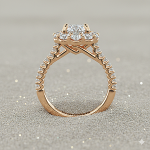 Anillo de compromiso Stonewels Endearing Love Grande Pav con halo de diamantes en oro certificado con engaste de púas - Product Image 4