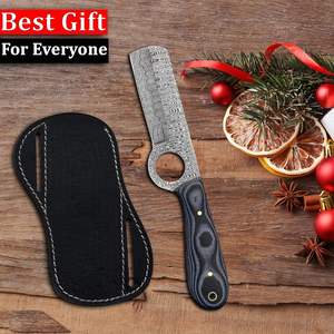 Cuchillo de caza de acero de Damasco hecho a mano, tipo vaquero, para desollar, de espiga completa, multifuncional para camping al aire libre, DIY, OEM, Micarta - Product Image 4