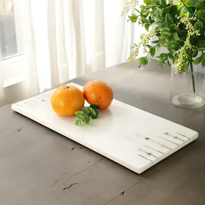 Luxury White Marble Classic Serving Tray Gold Star Inlay Dishwasher Safe Portable Jewelry Storage Dining <b>Table</b> Kitchen Counter - Product Image 2
