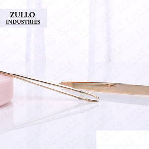 Luxury Gold Stainless Steel Slant Tip Eyebrow Tweezers Custom Logo Premium Beauty Grooming <b>Tool</b> Wholesale - Product Image 3