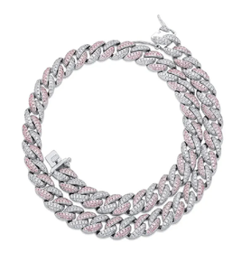 Chaîne cubaine en moissanite, sertie de pierres bleues et blanches, style hip-hop, collier de luxe pour homme, bijou tendance, cadeau - Product Image 2