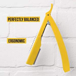 Maquinilla de Afeitar para Hombre con Mango de Plástico Resistente y Cuchilla Deslizable de Acero Inoxidable, Maquinilla de Afeitar Profesional de Alta Calidad con Hoja Recta Azul - Product Image 3