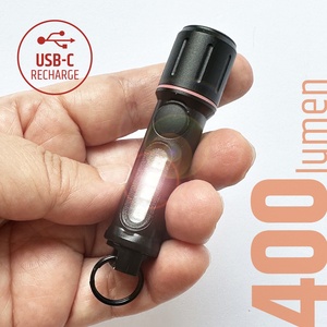 BA603 400 Lumen USB-C <b>Rechargeable</b> Plastic Mini Keychain Flashlight Magnetic Base IPX5 Water Resistant CE Certified Camping - Product Image 2