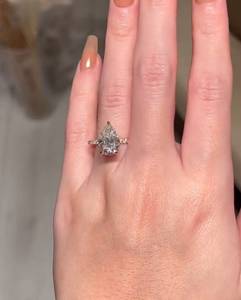 3.5 Carat Pear Cut Diamond Engagement <b>Ring</b> for Women | Hidden Halo <b>Solitaire</b> Wedding <b>Ring</b> | IGI Certified Luxury Bridal Gold - Product Image 1