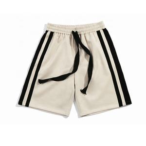 Alta calidad 94% poliéster 6% Spandex Faux Suede cintura elástica cordón rayas Casual Athleisure Bermudas para hombres - Product Image 3