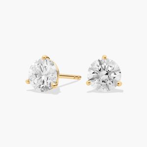 Pendientes de Diamantes Cultivados en Laboratorio, Corte Brillante Redondo, Tres Puntas, Oro Blanco, para Mujer, Compromiso, Boda, Aniversario, Fiesta - Product Image 6