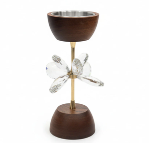 Quemador de Incienso de Madera con Esencia de Cristal, Hecho a Mano, de Nogal, con Flor de Cristal, Decorativo para el Hogar, Aroma Oud Mubkhara - Product Image 1