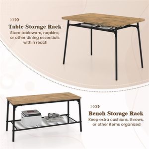 Juego de Comedor de 4 Piezas en Marrón y Negro con Banco y 2 Sillas, Diseño Compacto que Ahorra Espacio - Product Image 4