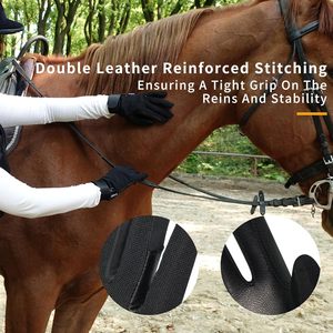 Genuine Goatskin Palm, Double-Layer Leather Fingers, <b>Hook</b> & Loop Wrist - Ideal for Horse Riding, <b>Boating</b>, Gardening - Product Image 3
