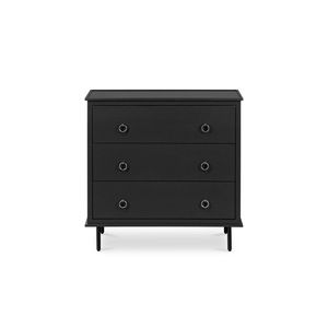 Mesitas de noche de madera de caoba de alta calidad con 3 cajones y color negro para uso en interiores. - Product Image 1