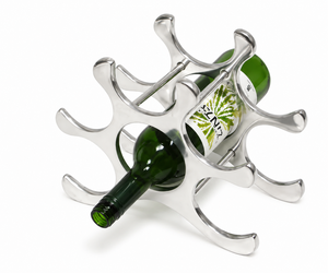 Porte-bouteille de vin en forme d'étoile |   Support à vin décoratif en métal argenté pour 6 bouteilles, pour comptoir, bar à domicile, cuisine, décoration de salle à manger - Product Image 1