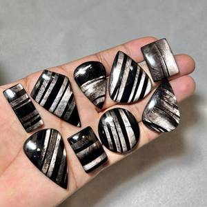 Natural black gemstone Agate Loose Gemstones Mixed Shapes Polished For Nail Art Decoration - Product Image 3