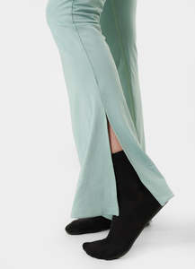 High Waist Full Length <b>Flared</b> Leg Yoga <b>Leggings</b> Solid Color Seamless Spandex Nylon Women Pants - Product Image 4