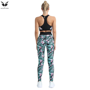Conjunto Deportivo de Cintura Alta para Mujer, Diseño Floral, Leggings y Bra de Alta Elasticidad para Gimnasio, OEM ODM - Product Image 4