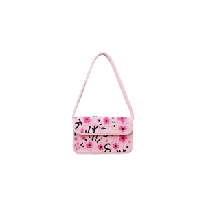 Indian Handmade Cotton Floral Embroidery Beaded <b>Pink</b> Shoulder Stylish Women's <b>Purse</b> with Customizable Shape - Product Image 2