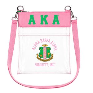 <b>Clear</b> AKA Crossbody <b>Bag</b> With Pink Green Trim Transparent Shoulder <b>Bag</b> Fashion Accessory For Women Daily Travel Use - Product Image 1