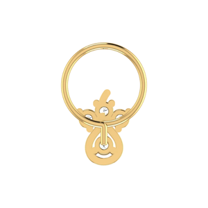 14K Gold Children's Ethnic Piercing Jewelry Teardrop and Floral-Inspired Nose Pin with 0.08ct Natural Diamond - Product Image 5