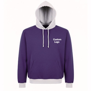 Sweat à capuche d'hiver respirant bicolore pour homme, coupe ample, avec capuche et poignets contrastants, en molleton de coton de haute qualité, couleur unie, avec poche - Product Image 1