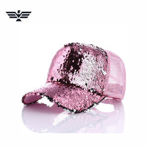Casquette de camionneur personnalisée avec paillettes argentées |   Casquette de baseball en maille scintillante |   Casquette de sport ajustable, respirante, en polyester, à fermeture snapback - Product Image 3
