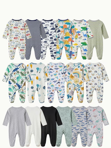 Baby Romper 1pc Gender-<b>Neutral</b> Unisex Footed Romper <b>Print</b> All-Season 0-9 Months Newborn Single Button Closure Cotton Breathable - Product Image 5