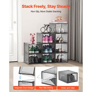 9 confezioni di scatole per scarpe impilabili trasparente nero organizzatore di scarpe di taglia 13 - Product Image 3