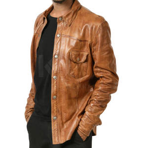 Chemises en cuir de luxe pour hommes, matière lisse, coupe confortable, design léger, idéal pour un usage quotidien - Product Image 3