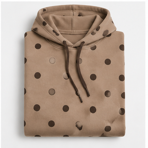 Sudadera con Capucha Holgada para Mujer, Color Taupe Cálido, con Puntos Ampliamente Espaciados, Teñida en la Prenda, de Algodón y Felpa, Modelo WPHOOD-0021, Personalizable - Product Image 3