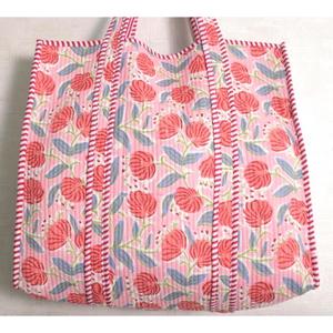Handmade Eco-friendly Cotton Floral Embroidery Quilted <b>Vintage</b> Open Closure Shoulder <b>Bag</b> Indian Women Boho <b>Tote</b> Shopping Handbag - Product Image 2
