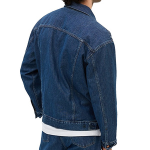 New Design Plain Blue Jeans Jackets for <b>Men</b> Custom Logo on Fashion Plus Size Button Denim Fabric Wash Jeans Coats - Product Image 1