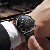 Montre de luxe Mark Fairwhale à quartz, design original, chronographe, phase de lune, étanche, fenêtre de date, acier inoxydable, BusinessFW-5350