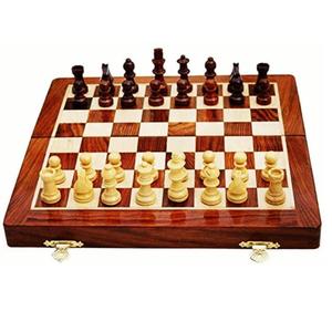 Jeu d'échecs magnétique pliable en bois de 12/15 pouces, artisanat en bois et érable, jeu de société portable avec compartiments de rangement internes - Product Image 1