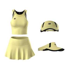 Women's Tennis Wear Set Navy <b>Blue</b> Sleeveless <b>Crop</b> <b>Top</b> Skirt Visor Quick Dry Sportswear Kit Custom Logo Tennis Dress For Women - Product Image 2