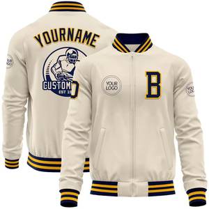 Custom Embroidery Men's <b>Leather</b> <b>Jacket</b> Stand Collar Front Logo Personalized Premium Team Gear Cow Skin Windproof Breathable - Product Image 3
