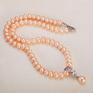 Collar de Perlas de Agua Dulce sin Núcleo de 5.5-6mm, Limpio y Impecable, con Cadena para Clavícula y Elegante Colgante - Product Image 2